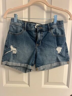 abercrombie kids Distressed Cuffed Denim Shorts in Blue